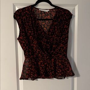 ASTR the Label Leopard Print Faux Wrap - Peplum Top